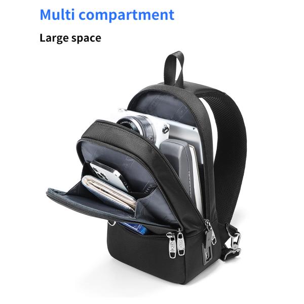 OEM ODM Легкий водонепроницаемый кроссбоди мужской рюкзак с USB-портом