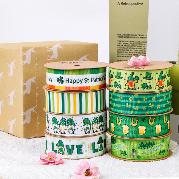 Screen Ink Printed Cotton Ribbon for Celebrations Festive Christmas Design