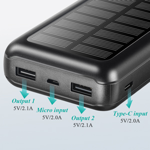 IPX5 Solar Powered Portable Charger 30000mAh Battery Pack For IPhone