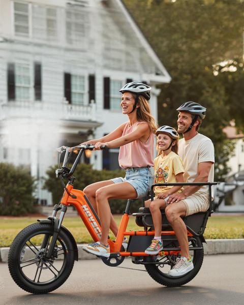 German Warehouse HovCart EU/US/AU Stock Electric City Cargo Bike for Two Children with Protection Seat Torque Sensor Fat Tire