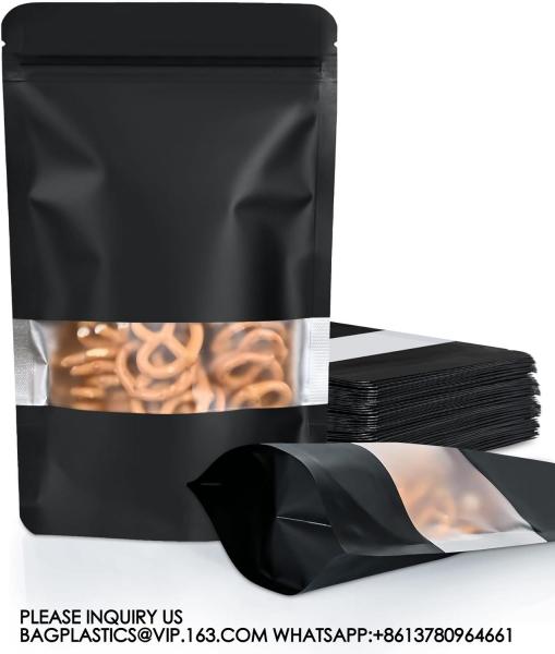 Smell Proof Bags Resealable Bags With Matte Window, Foil Pouch Stand Up Sealable Bags For Packaging
