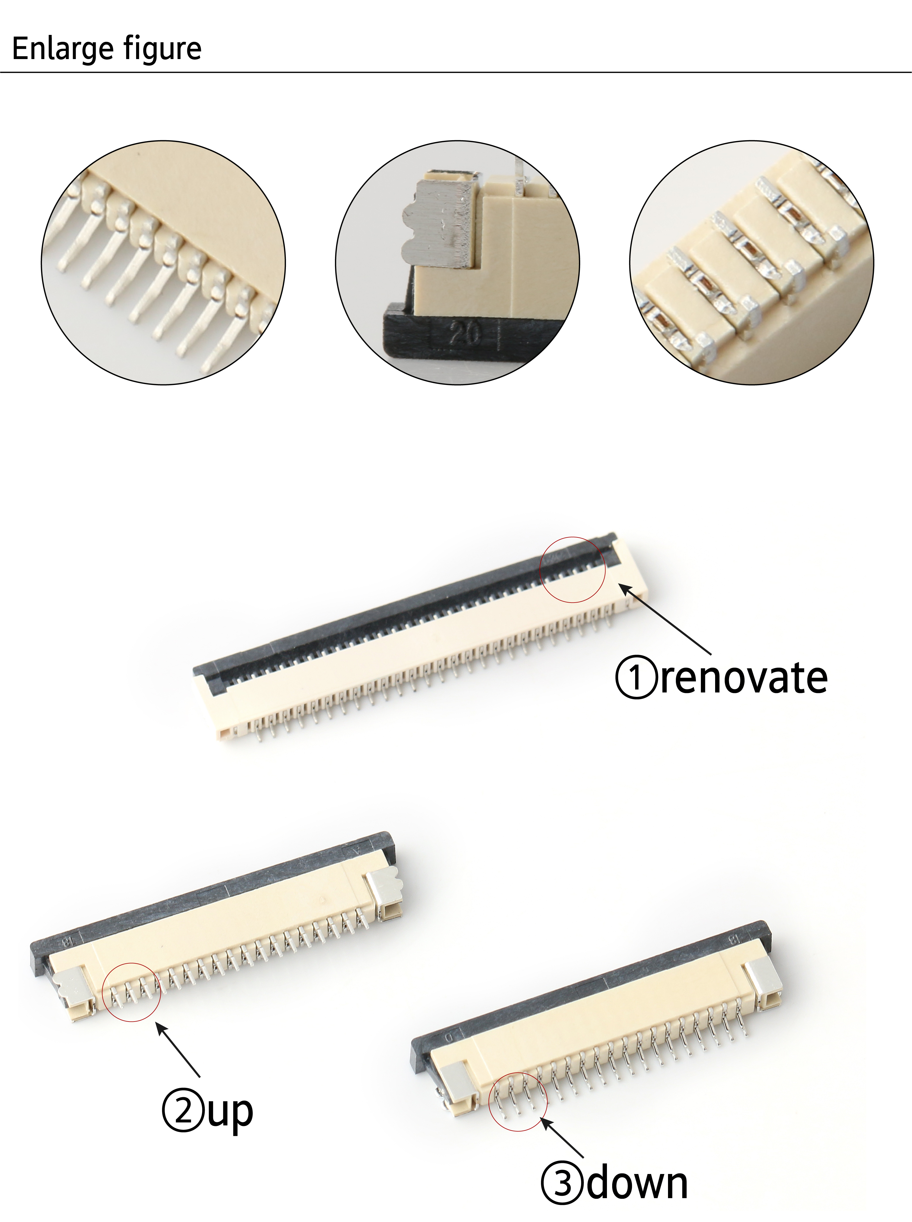 1.0mm Fpc Connector 4-40pin Horizontal SMT Type Upper Top Contact 1.0 FPC Connector