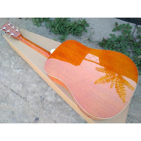 Top Quality 41 inch Orange color G Hummingbird classic acoustic guitar,Factory Custom Solid Spruce top guitar