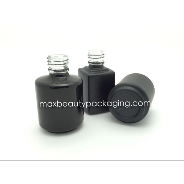 hot sale black thick strong powder coating gel bottle 15ml round straight shape gel polish bottle nail polish packaging
