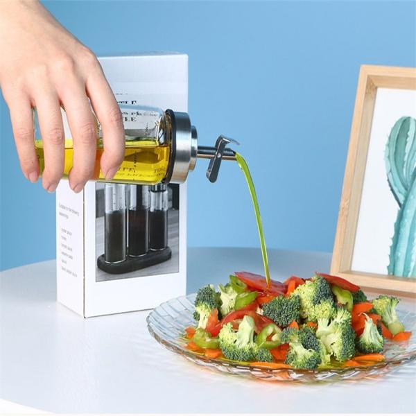 Automatic Opening and Closing Oil Bottle for Kitchen High Borosilicate Glass 6.4*25cm