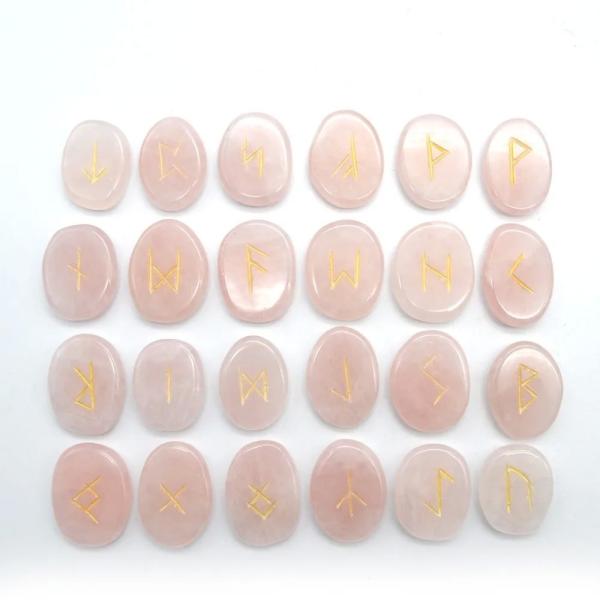 2024 Trend Products Rose Quartz Crystal Divination Runes Stone Sets for Divination Games Eye-Catching and Functional