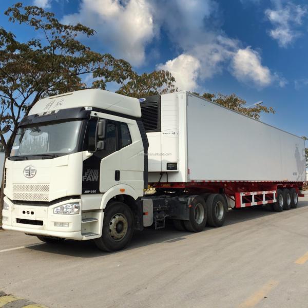 Stainless Steel 45ft 3 Axle Frozen Meat Refrigerated Trailer with Thermoking Carrier Units