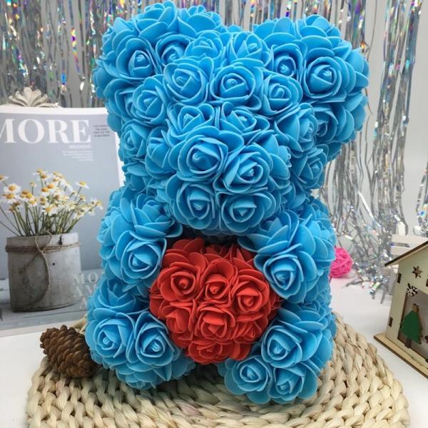 Wholesale Preserved rose bear with heart popular size 25cm teddy bear of roses