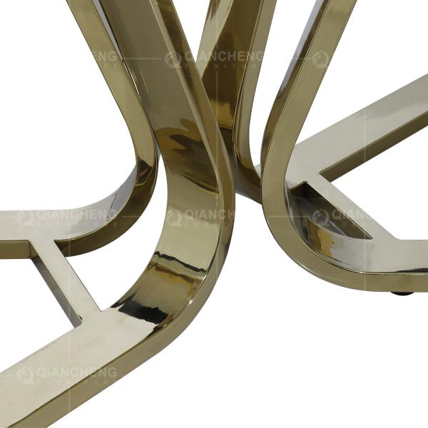 Mesa de jantar de mármore luxuosa 6 Seater do OEM de Rose Gold naturalmente resistente