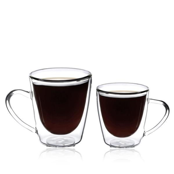 Heat Resistant 200ml Coffee Glass Mug Double Wall With Handle