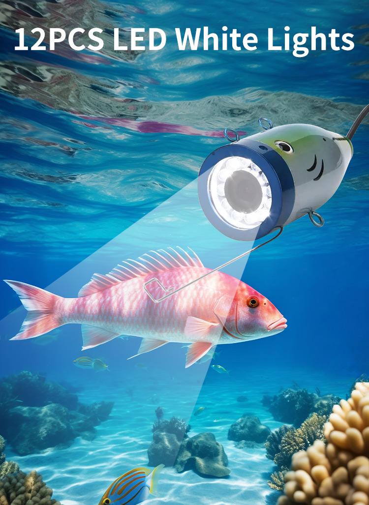 Underwater Fish Finder Monitor IP68 Waterproof Camera HD 720P 7.0'' Inch IPS Screen 30M Cable 12pcs Leds Camera for Sea Fishing