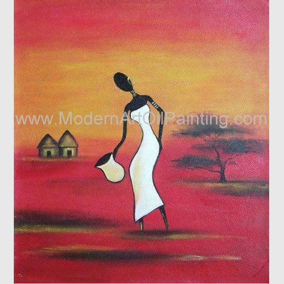 Abstract Modern Oil Paintings , Handmade African Women Canvas Painting Acrylic