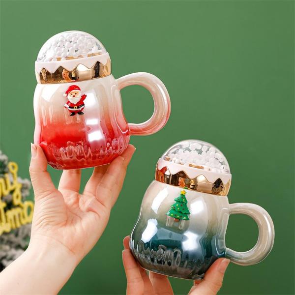 Gradient Color Christmas Ceramic Gift Boxed Mugs 2024 Delicacy Design 6.8cm*11cm 2 Colors