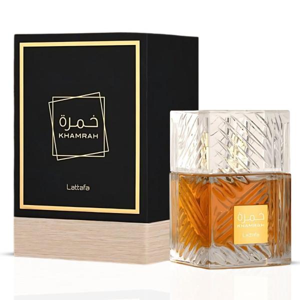 Lattafa Khamrah - Vainilla, Cálido Especiado, Ámbar, Canela Perfume Fragancia Duradera para Unisex, 3.40 Onzas / 100 ml