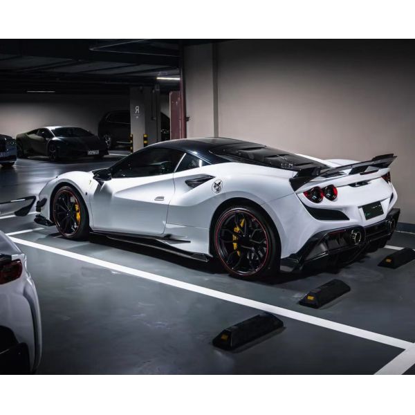 PK Style Ferrari F8 Body Kit Cars Body Kit Front Lip Skirt Rear Diffuser Spoiler Hood