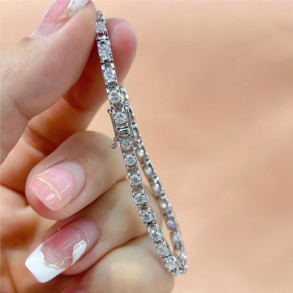 Solid Gold Clarity CVD Round Cut Bezel Lab Grown Diamond Bracelets 18K 14K 10K Metal Type
