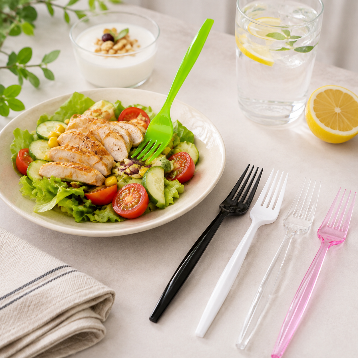 Large Disposable PP Fork 150mm For Pasta Salads Barbecue / Takeaway Meals