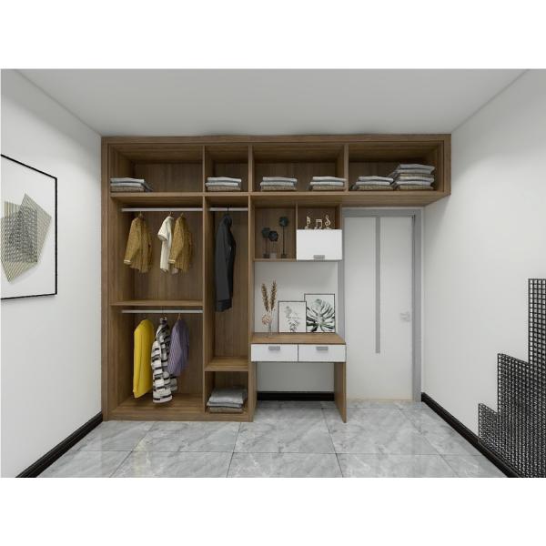 Custom Made Cloth Wardrobe With Hinge Door And Writing Desk For Single Bedroom Furniture