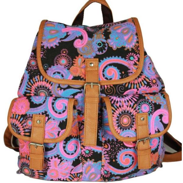 Female new national wind canvas shoulder bag backpack schoolbag shoulder bag Students