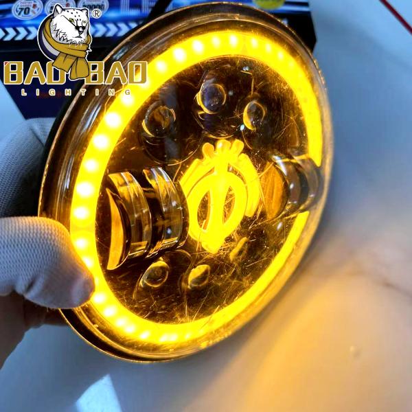 7 Inch White Yellow Motorcycle LED Headlight 12V Waterproof IP67