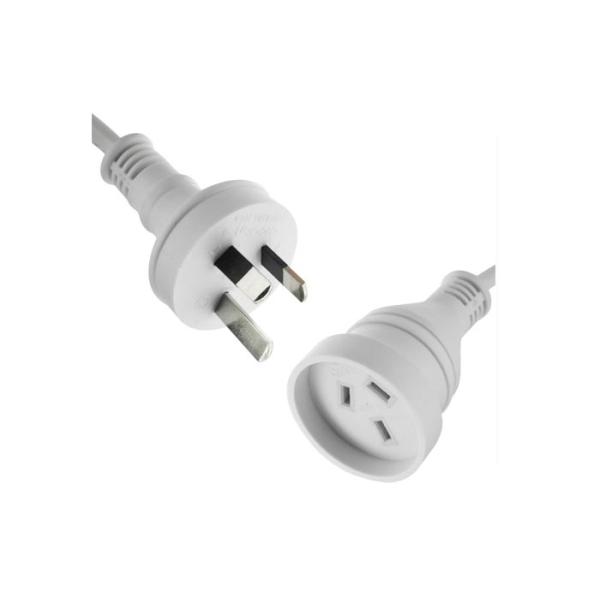 White Color Pvc 3 Prong Power Extension Cord Australia Standard Ac 250 Volts