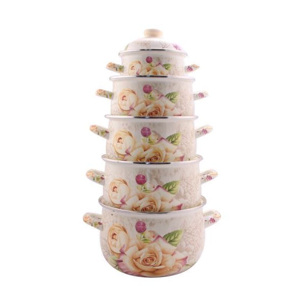 Porcelain Enamel Casserole Set Turkish Style Enamelled Food Cooking Warmes Pot 18-26cm