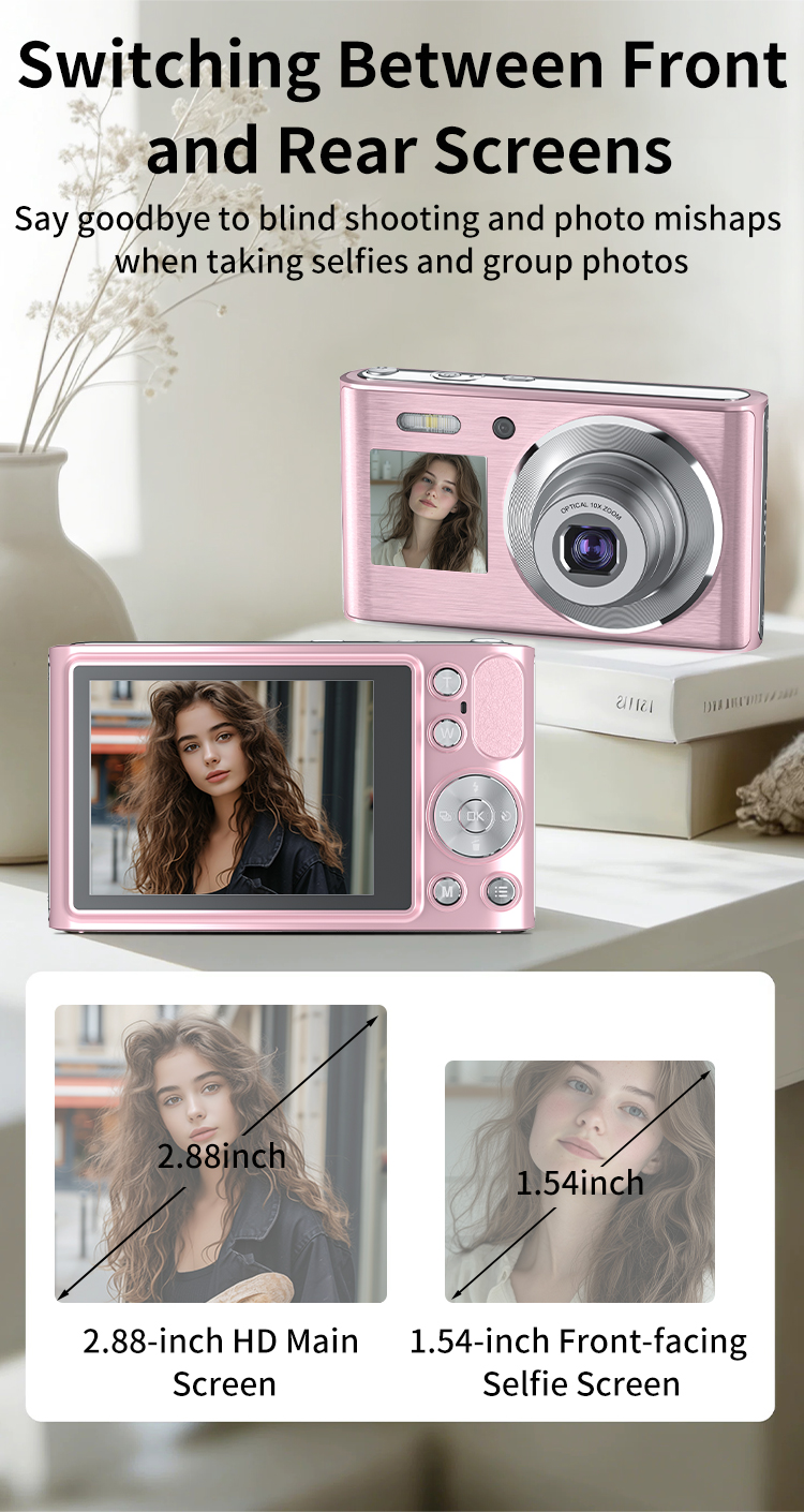 Wholesale Retro CMOS Dual Screen Mirrorless Camera 10x Optical Zoom 4K Video EIS Digital Camera With Compact Design for Beginner