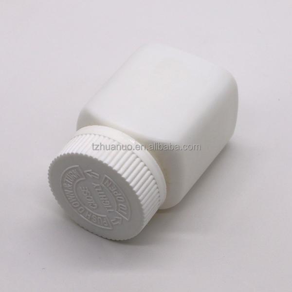 80ml Custom Color HDPE Square Bottle with Screw Cap and Kid Safety Cap