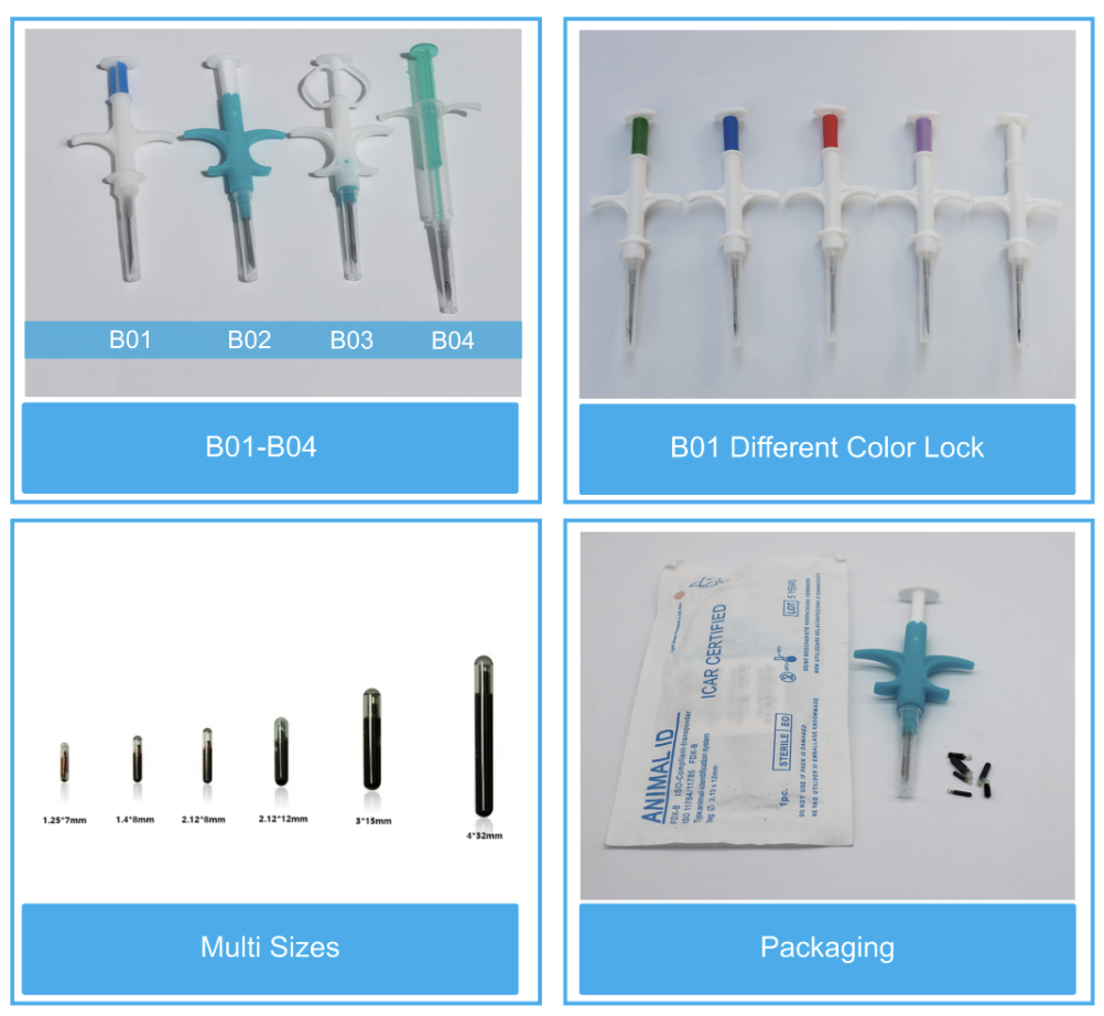 Factory Wholesale 1.25*7mm EM4305 FDX-B Animal Microchip With 512Bit Storage Waterproof RFID Chip For Livestock Pet Tracking