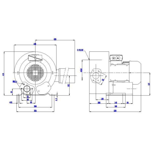 50 / 60Hz 4.3kw Silver High Pressure Ring Blower For Pneumatic Convey System