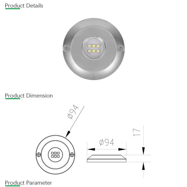 316L LED DC12V Stainless Steel Wifi Control Marine Searchlights