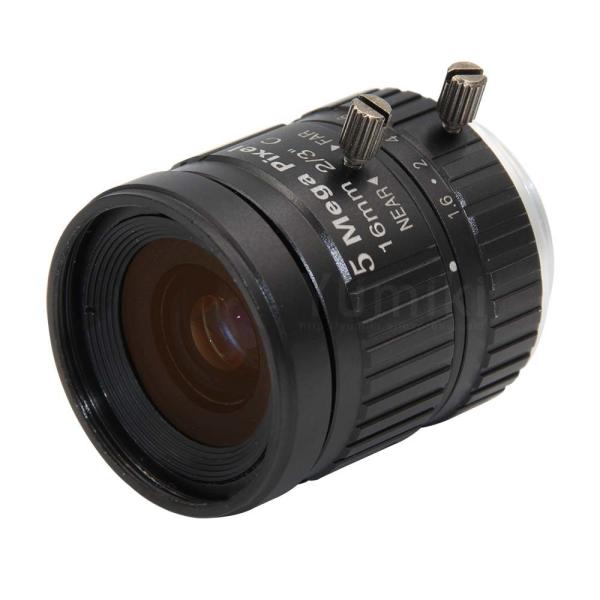 HD 5MP CCTV Camera Lens 16mm F1.6 Aperture 2/3 Image Format Mount C Industrial Security Road monitoring