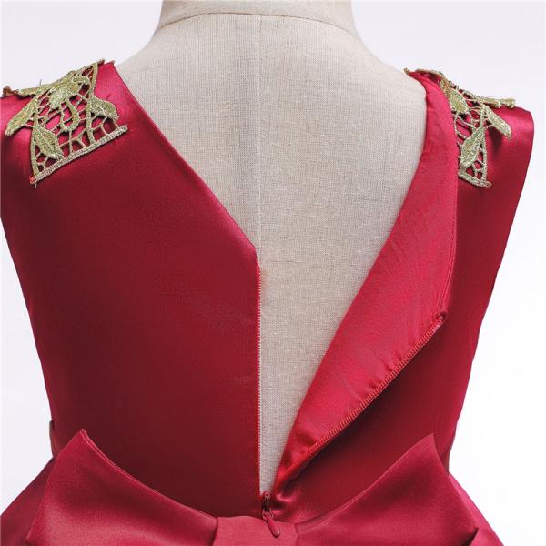 2021 New V-Neck Flower Girl Dress Champagne Lace Princess Dress Vestidos De Ropa Niña Sleeveless Christmas Dress Red/Blu