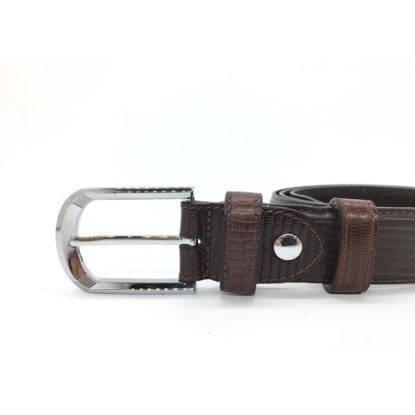 High Quality Lizard Grain Embossed Mens Leather Dress Belt 34mm Wide Polished Buckle