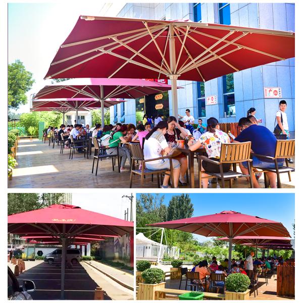 Outdoor Commercial 5M 6M 7M Square Garden Parasol Umbrella With LED Lights