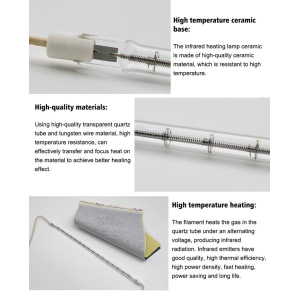 115V 1200W tubo de calefacción infrarrojo de onda corta para secado industrial