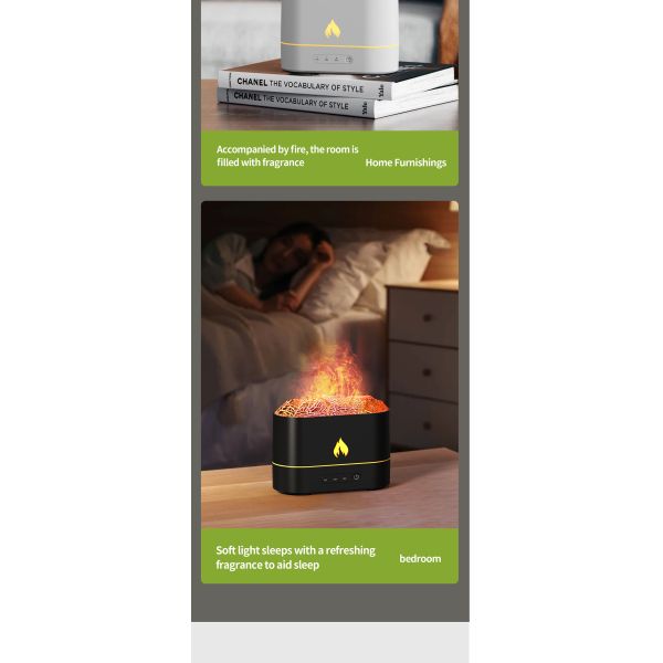 Portable Fire Flame Lava Crack Design Aroma Humidifier with Color Changing Light