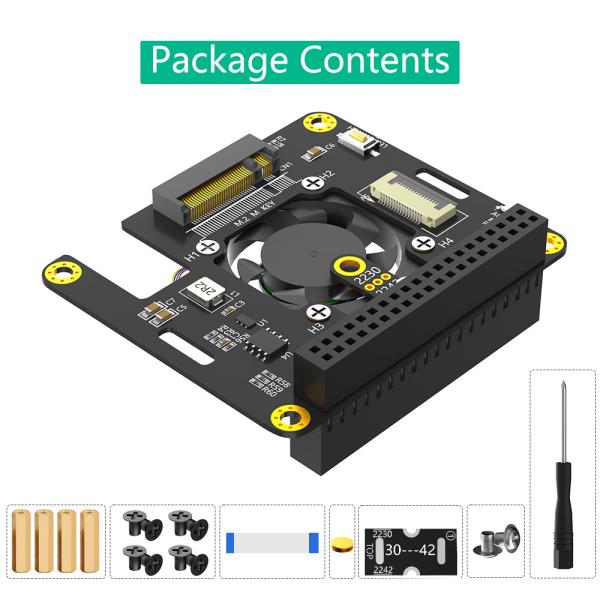 Новая версия 3 в 1 Combo M.2 NVMe to PCIe Adapter с охлаждающим вентилятором и светодиодом автоматического обесцвечивания для Raspberry Pi 5