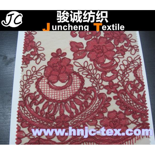 Excellent Quality Knitted Cotton/Nylon Embroidered Lace fabric Wholesale