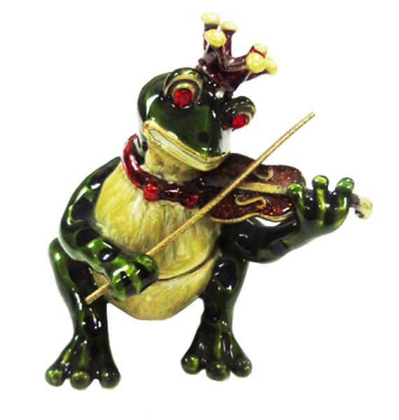 Violin Frog Trinket Box Music Jeweled Box Pewter Frog Jewelry Box Green Frog Trinket Box   Frog Trinket Box Jeweled Box