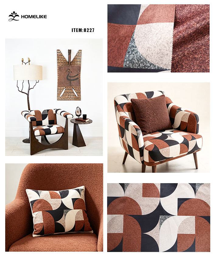 Geometric Patterned Digital Print Velvet For Sofa