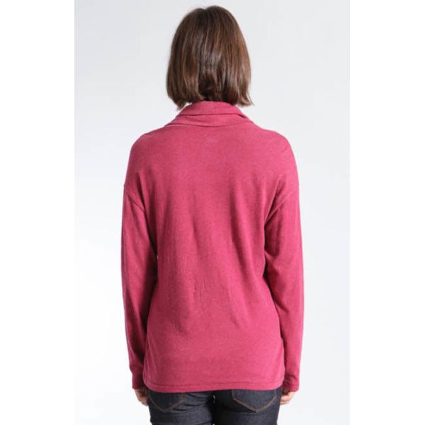 WOMEN'S 55% COTTON/45% LINEN COWL COLLAR KNITTED SWEATER