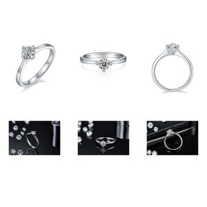 9K с дамой Кольцом серебряных ювелирных изделий Moissanite мозаики минималистской