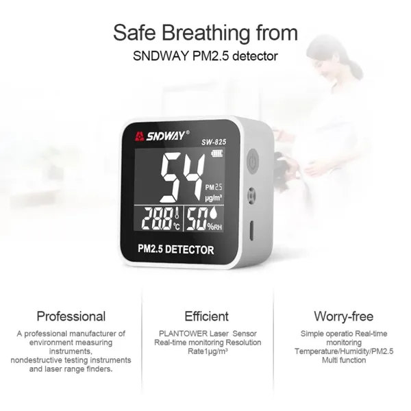 Portable PM2.5 Detector Air Quality Monitor with Laser Detection Humidity Meter