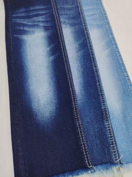 Tissu denim extensible en coton à faible rétrécissement, fil Siro Cross Slub, 75 % coton, avec construction 10+10/16*55 JSD3259 pour jeans