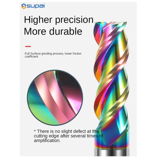 Устройства для резки карбидов 3 флейты Красочное покрытие для алюминия HRC55 Фрезерная резачка для древесины Акрил Медь Пластик