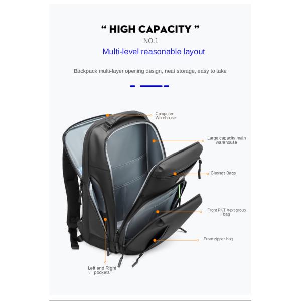 Nylon Lining Large Capacity Oxford Anti Theft Backpack 35 Litre