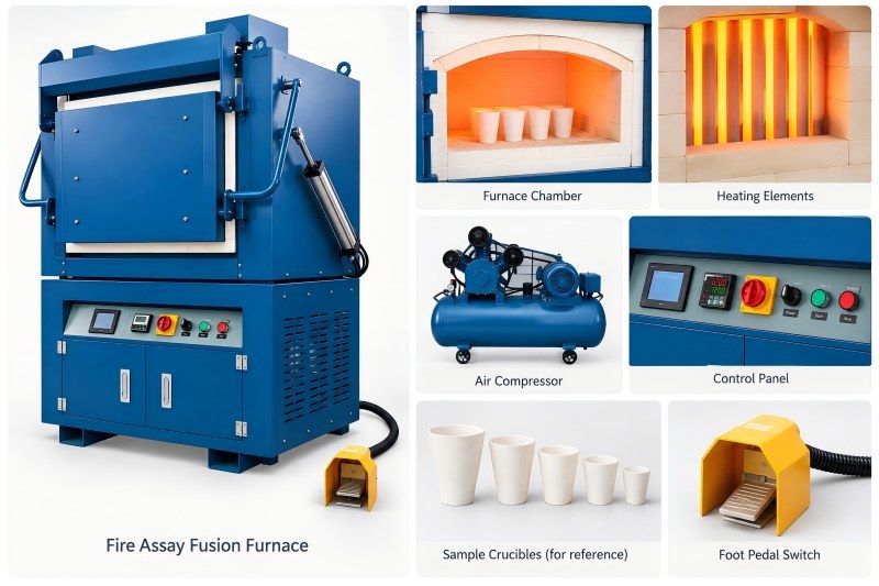 1200°C Fire Assay Fusion Furnace for Gold Silver Ore Laboratory Testing