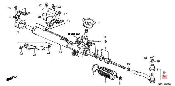 53560 STX A02 Track Rod End Ball Joint Steering End Rod For Acura MDX 2007-2013