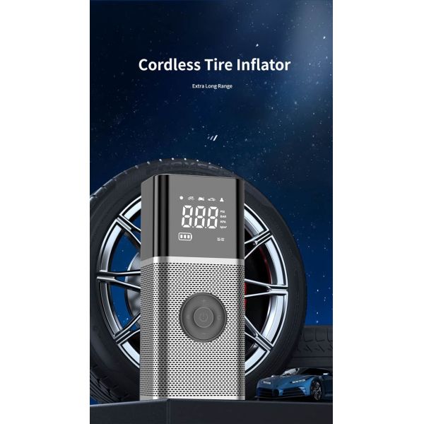 Cordless Digital Car Tyre Inflator 22mm Cylinder Double Power DC 12V 6000mAh